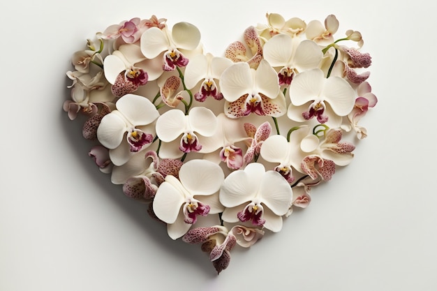 Free photo top view of heart made of blooming flowers