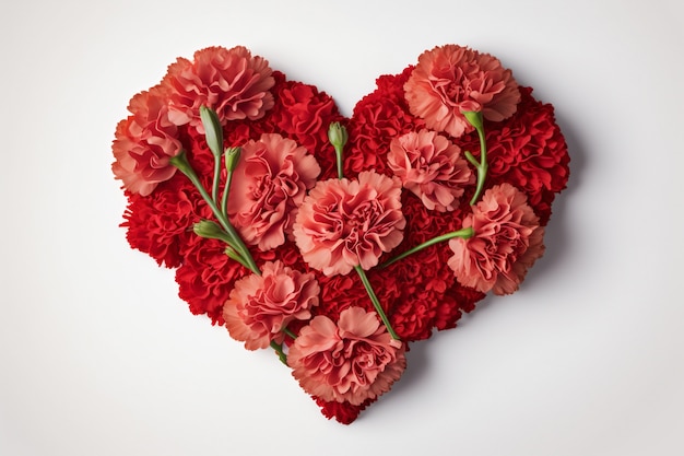 Free photo top view of heart made of blooming flowers