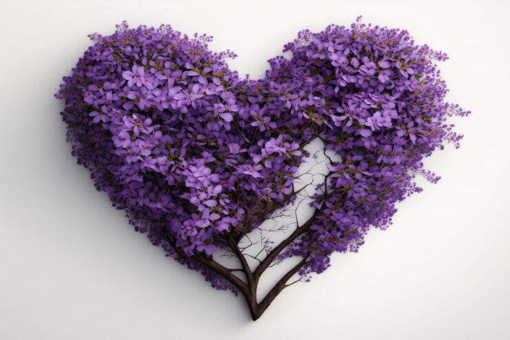 Free Photo top view of heart made of blooming flowers