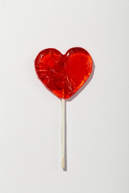 Top view over  heart shaped lollipops