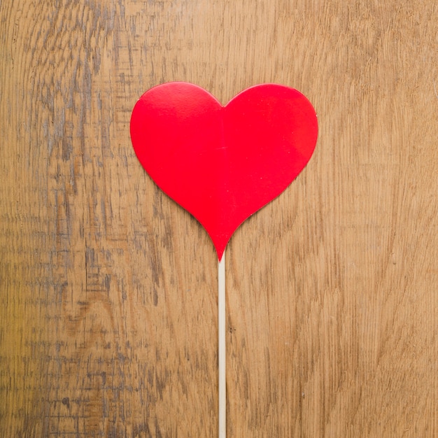 Top view heart sign on wooden table