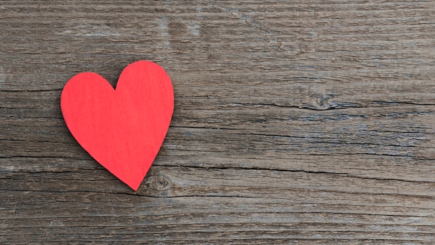 Top view heart on table with copy-space