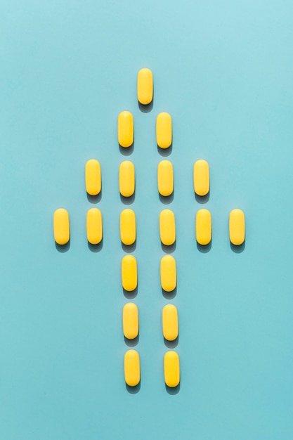 Top view of human shape made out of pills