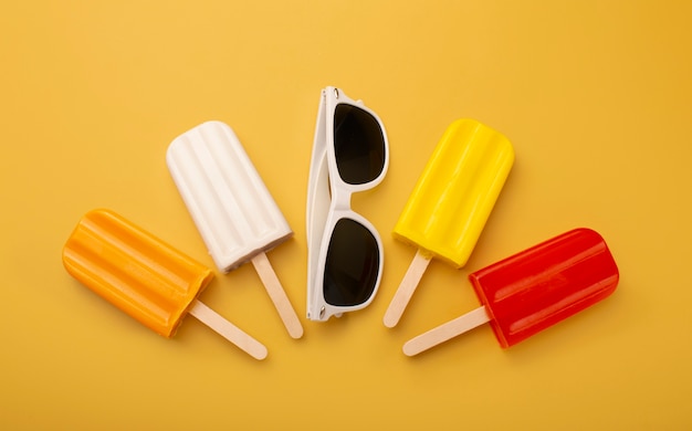 Top view over ice cream pop stickles