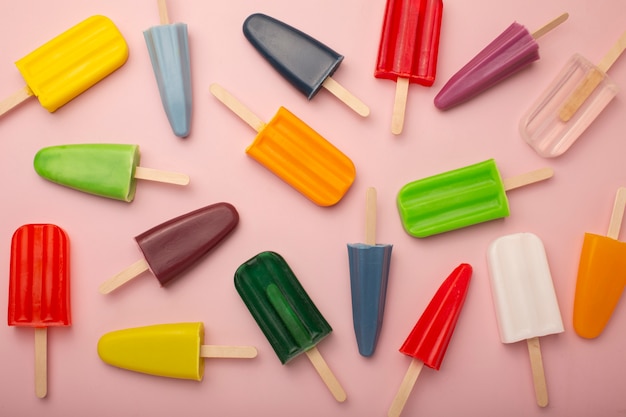 Top view over ice cream pop stickles