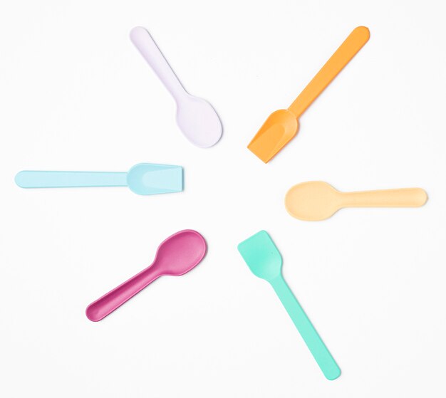 Top view ice cream spoons