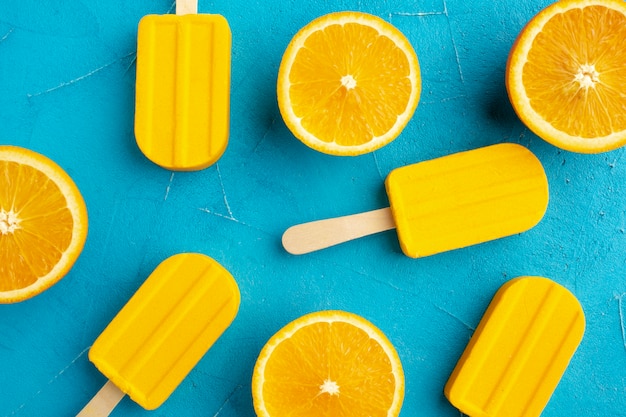 Top view ice cream with orange flavour