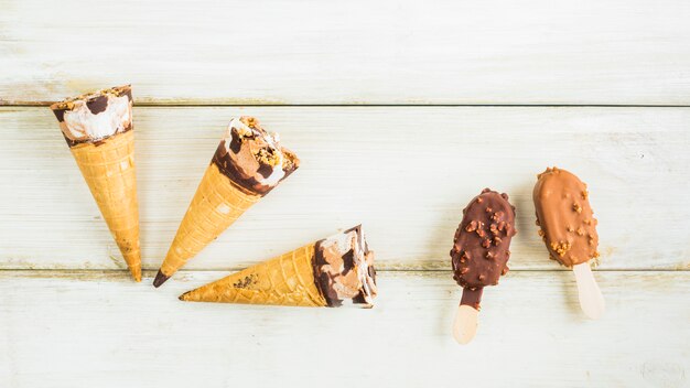 Top view ice creams