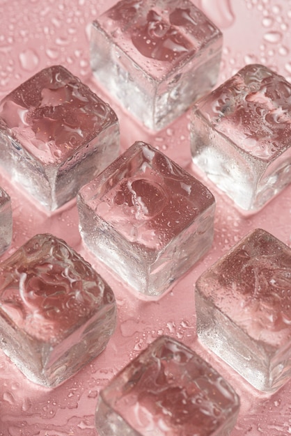 Top view  ice cubes arrangement