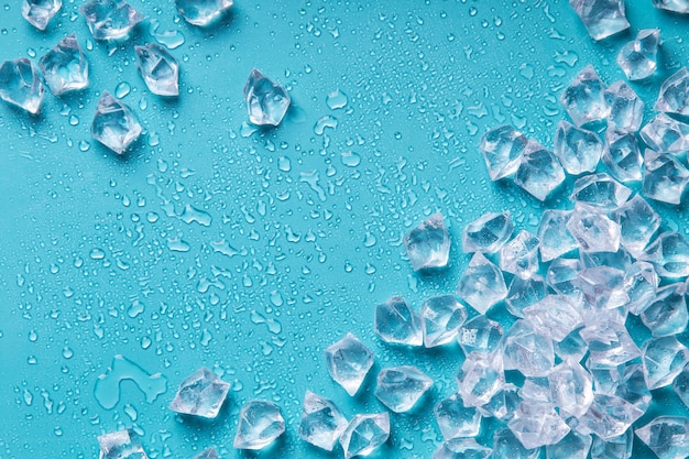 Top view ice cubes still life