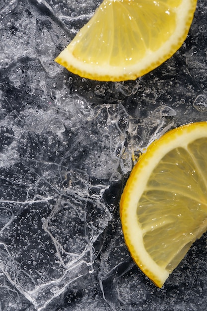 Top view ice cubes still life