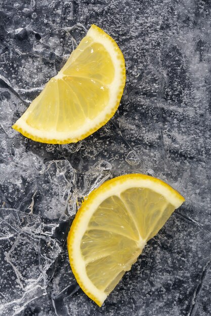 Top view ice cubes still life