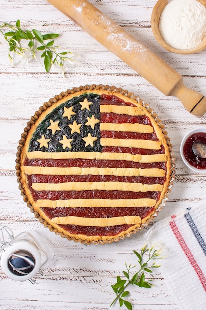 Foto gratuita torta di festa dell'indipendenza vista dall'alto