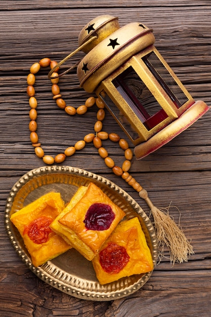 Top view islamic new year pastries