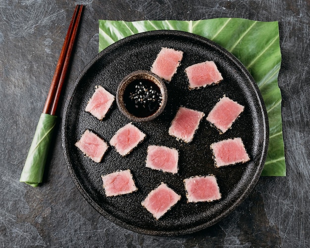 Free photo top view of japanese dish