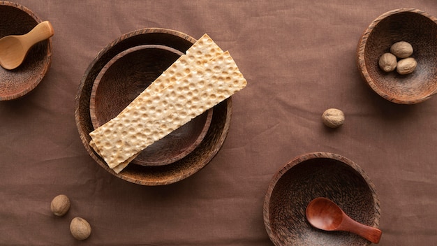 Top view japanese tableware arrangement