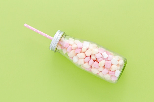 Top view jar with sweets