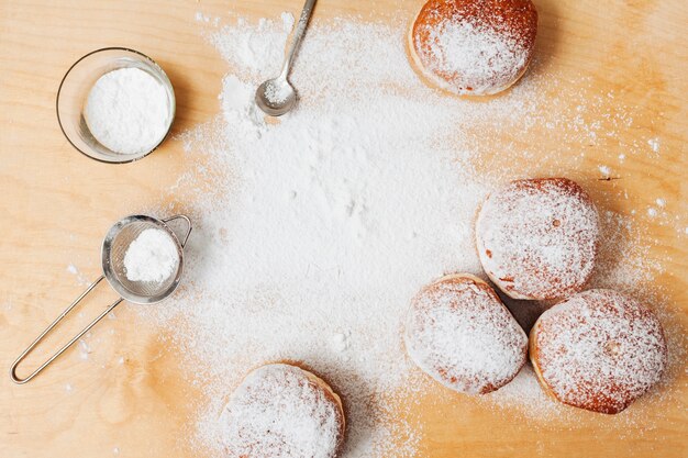 Top view jewish sweets on a table