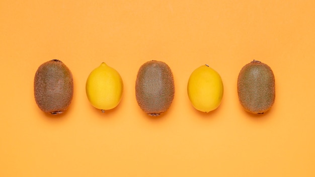 Top view kiwi and lemons arrangement