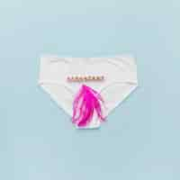 Free photo top view knickers with feather and word