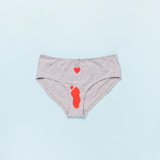 Top view knickers with paper stain