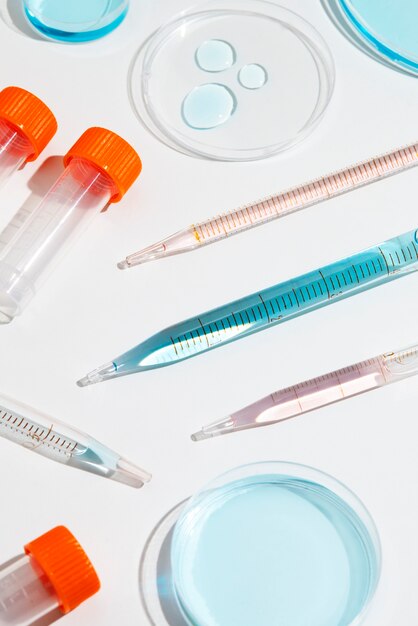 Top view laboratory samples arrangement