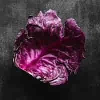 Free photo top view leaf of red cabbage