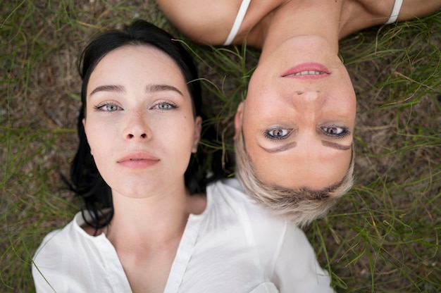 Top view lesbian couple