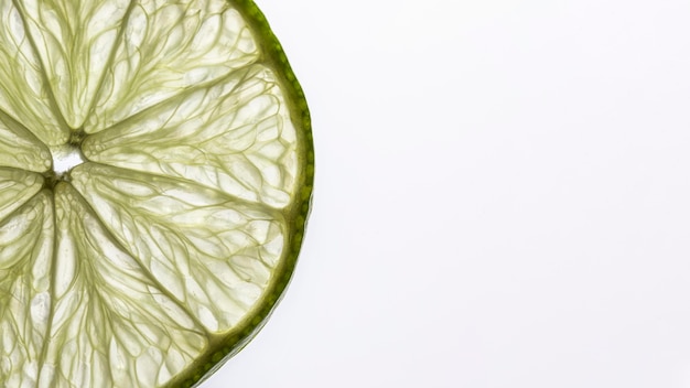 Top view lime slice with copy space