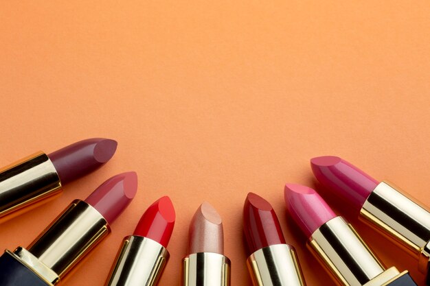 Top view lipsticks frame arrangement