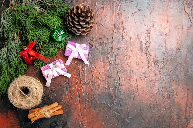 Top view little presents with cones