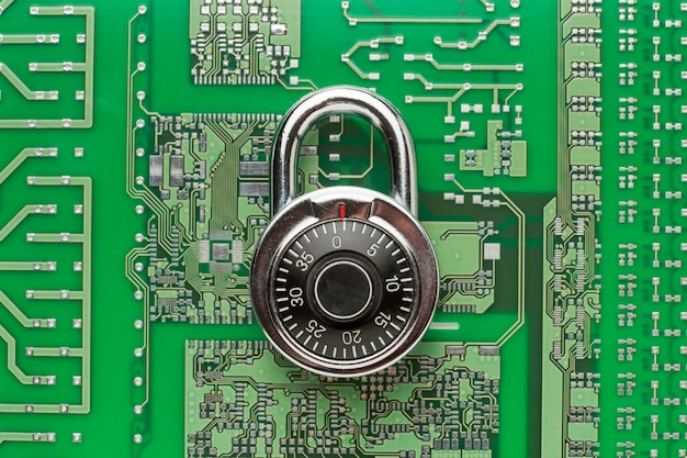 Top view of lock on circuit board