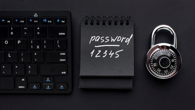 Top view of lock with password and keyboard