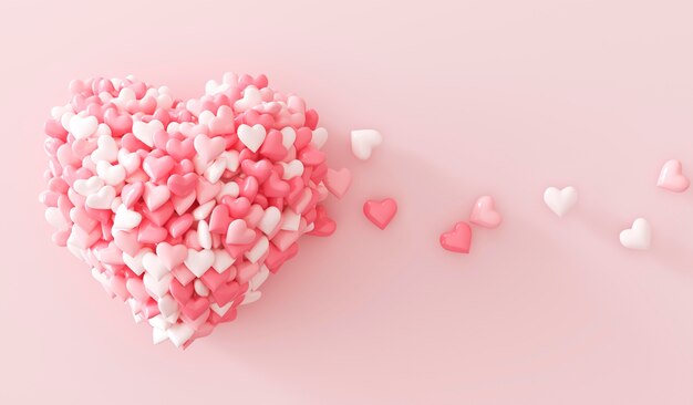 top view of lots of pink hearts