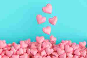 Free photo top view of lots of pink hearts