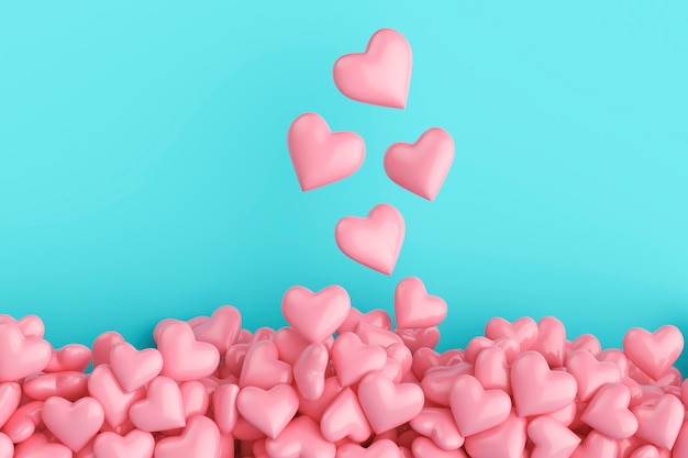 Top view of lots of pink hearts