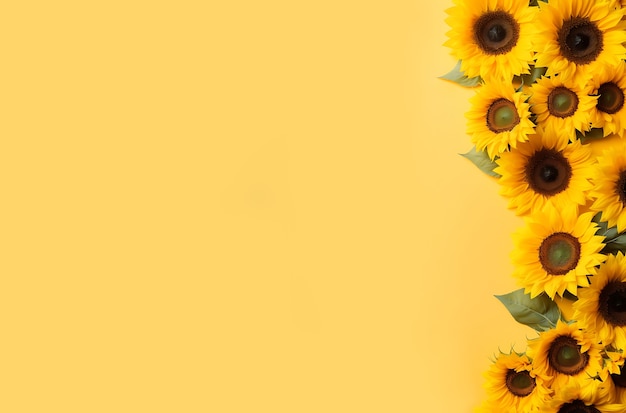 Top view of lots of sunflowers