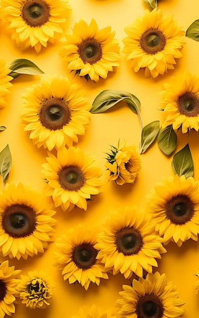 Free photo top view of lots of sunflowers