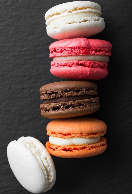 Top view macaroons arrangement