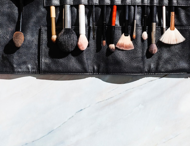 Foto gratuita vista dall'alto make up brush case