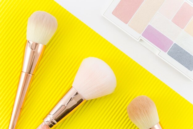 Top view make up brushes