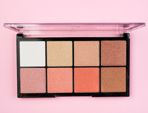 Free photo top view of make up palette