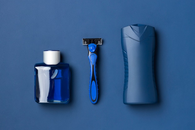Top view  male self-care items