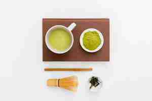 Free photo top view matcha tea concept on the table