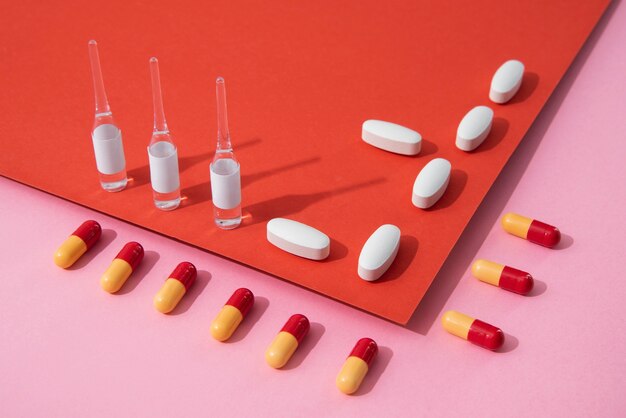 Top view of medical pills