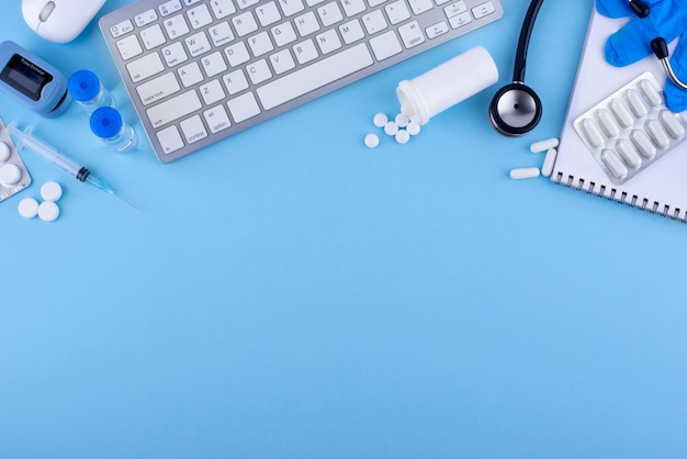 Top view medicine and keyboard arrangement