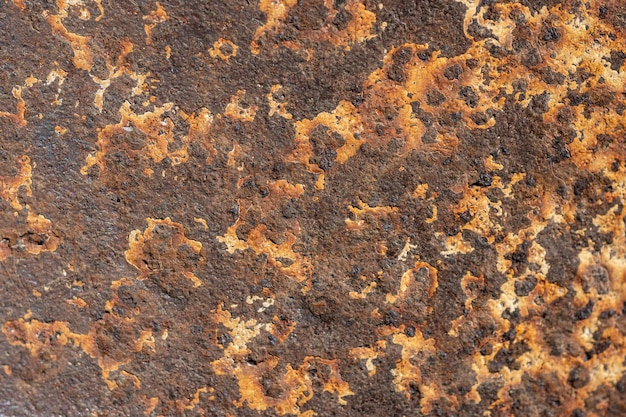 Top view of metal surface with rust