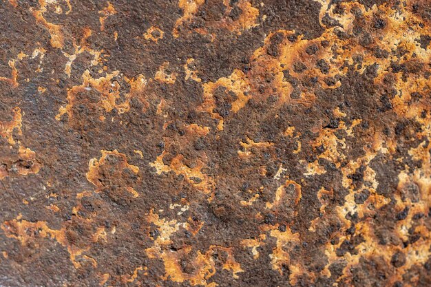 Top view of metal surface with rust