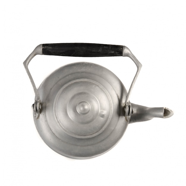 Top view of metallic teapot