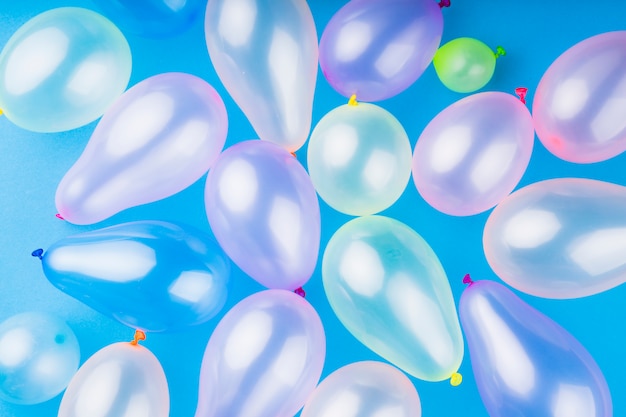 Top view metallic transparent balloons